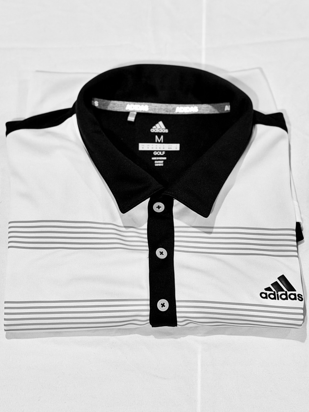 Adidas Men’s Golf Polo Shirt, M,  White/Black